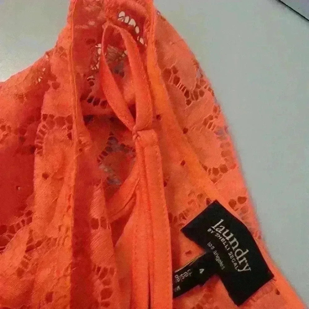 Laundry by Shelli Segal Size 4 Orange Lace Overlay Dress - Picture 8 of 16